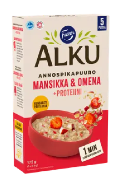 Каша быстрого приготовления Fazer Alku 5 × 35 г со вкусом клубники и яблока