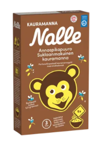 Овсяная каша Nalle suklaanmakuinen kauramannapuuro 180 г со вкусом шоколада