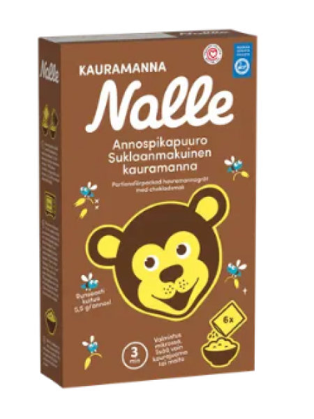 Овсяная каша Nalle suklaanmakuinen kauramannapuuro 180 г со вкусом шоколада
