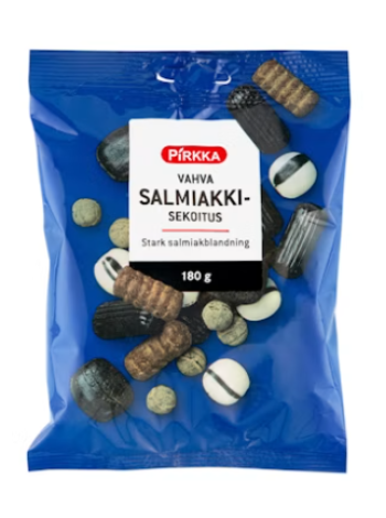 Лакричные конфеты Pirkka vahva salmiakkisekoitus 180 г