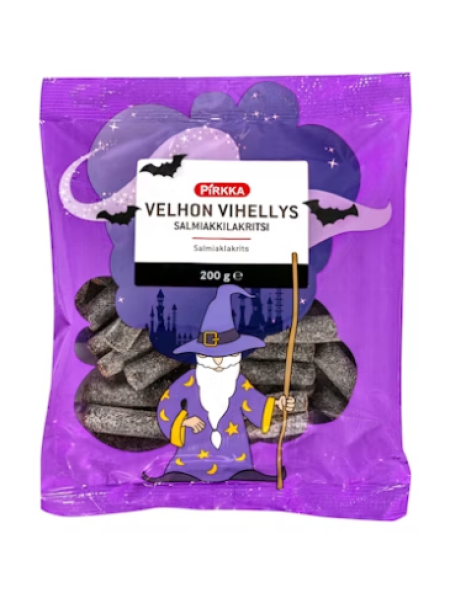 Лакричные конфеты Pirkka Velhon vihellys salmiakkilakritsi 200 г