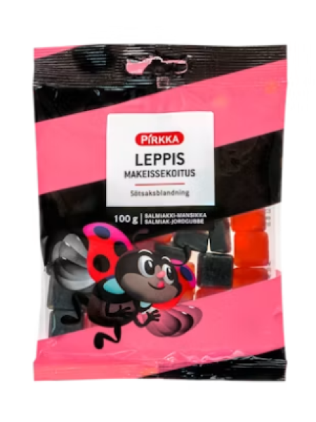 Лакричные конфеты Pirkka Leppis makeissekoitus salmiakki-mansikka 100 г