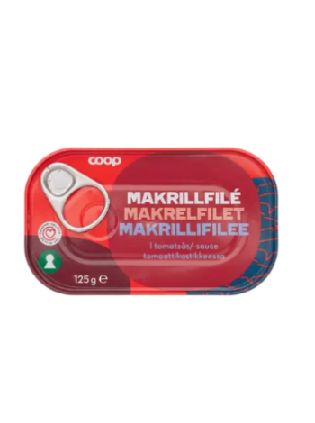 Филе скумбрии в томатном соусе  Coop makrillifilee 125г