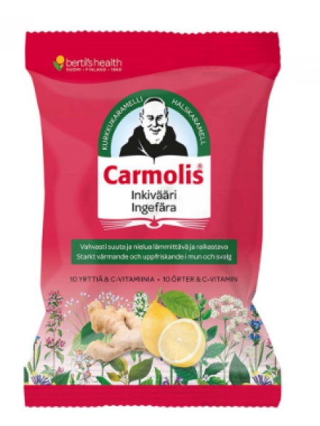 Леденцы на травах CARMOLIS INKIVÄÄRI 72г имбирь-лимон  