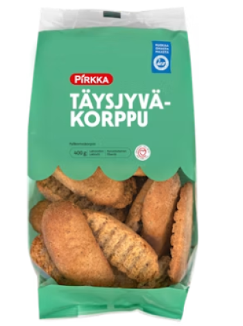 Пшеничные цельнозерновые сухарики Pirkka Revitty täysjyväkorppu 400 г
