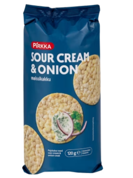 Кукурузные лепешки со сметаной и луком Pirkka gluteeniton maissikakku sourcream-onion 120 г