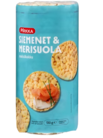 Кукурузные лепешки с семенами и морской солью Pirkka maissikakku siemenet ja merisuola gluteeniton 130 г