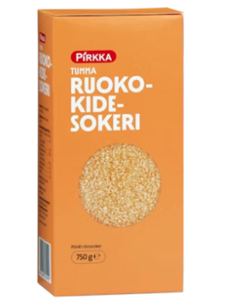 Темный тростниковый гранулированный сахар Pirkka tumma ruokokidesokeri 750г