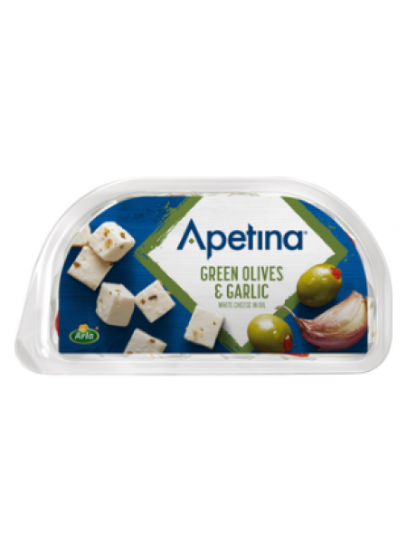 Сыр фета с чесноком и зелеными оливками Apetina 100/60г